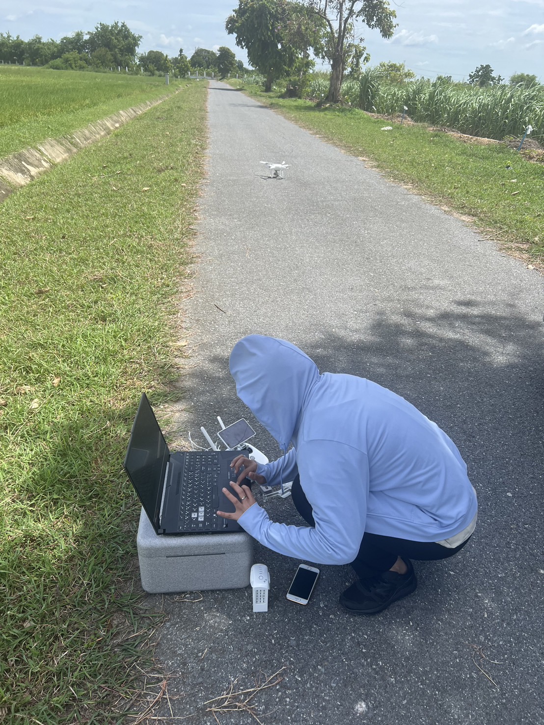 Drone flying in Nakhon Pathom province